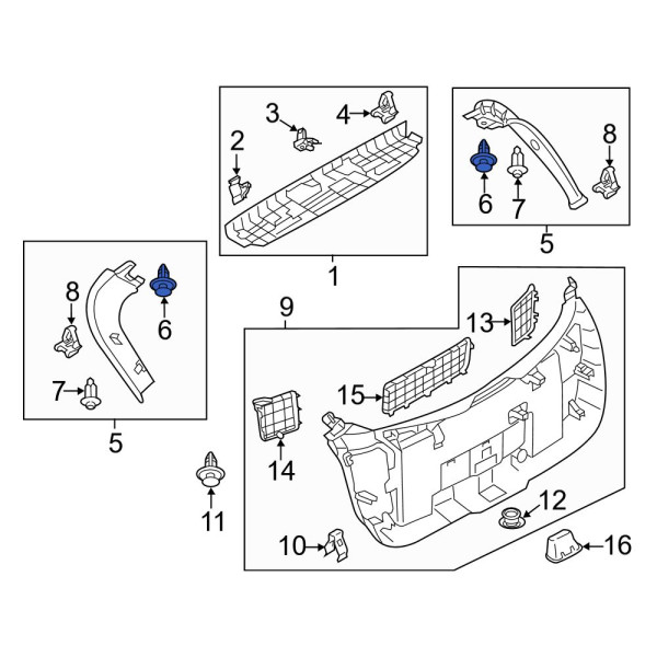 Mazda OE D65168162A - Upper Liftgate Trim Panel Clip