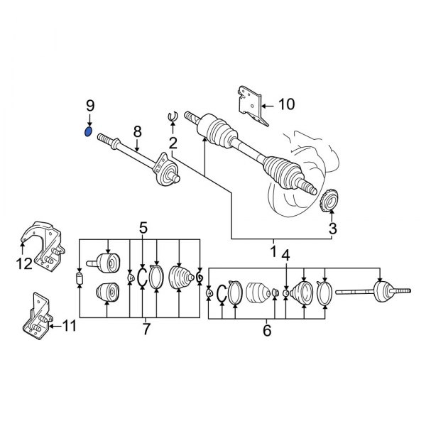 Mazda OE 9XG06991X0 CV Intermediate Shaft CClip