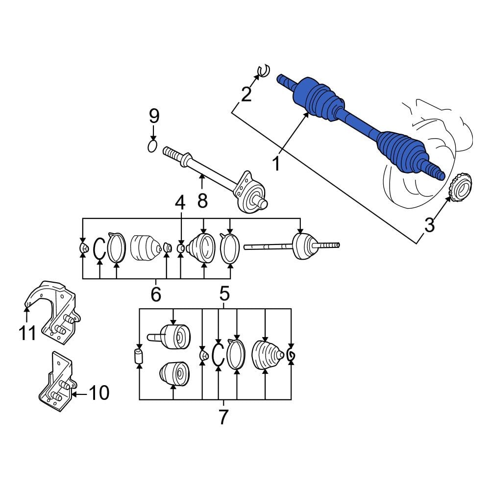 Mazda OE GG362550XB - Front Right CV Axle Assembly