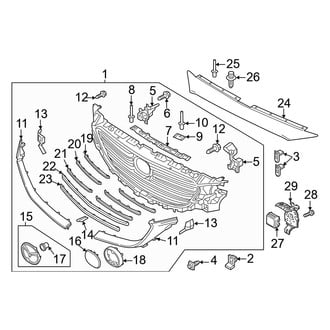 Mazda OE - Front Bumper & Grille - Grille & Components (W/O Illumination, With Trim Inserts), (Grand Touring / Sport / Touring)