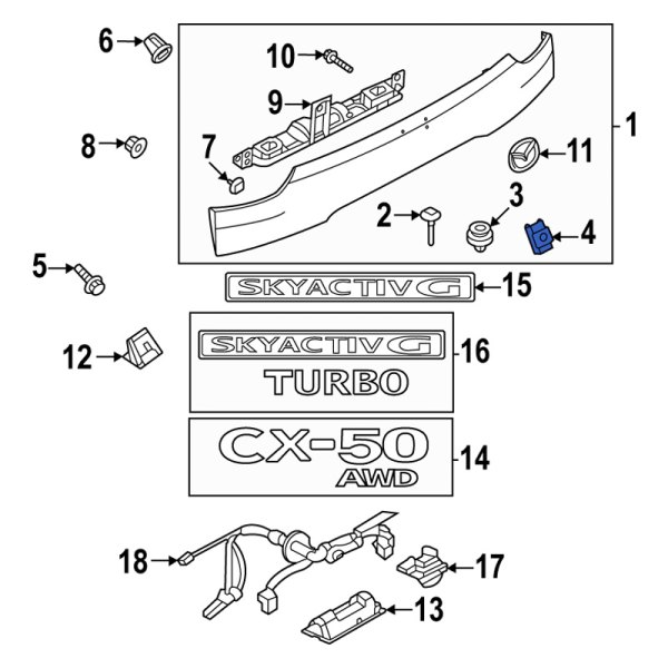 Mazda OE TK78510B6 - Liftgate Finish Panel Clip