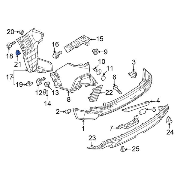 Mazda OE BHN1500Z1A - Bumper Cover Grommet Mazda OE BHN1500Z1A - Bumper Cover Grommet