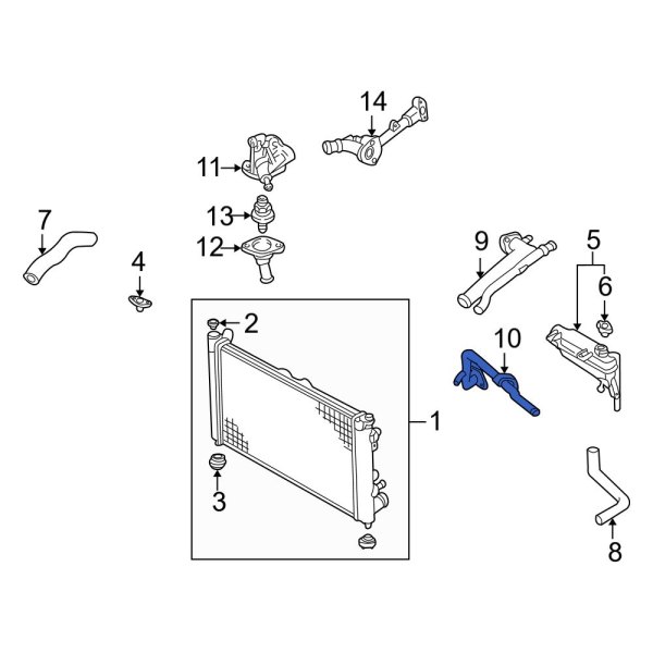 Mazda OE KJ0115290A Engine Coolant Bypass Pipe