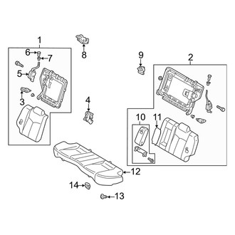 Mazda OE - Seats & Tracks - Rear Seat Components (With Split Fold Down Seat Back, With Armrest)