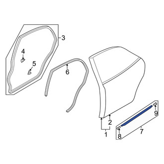 Mazda OE - Rear Right Door Window Belt Weatherstrip