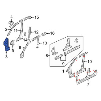 Mazda OE - Left Lower Inner Body A-Pillar