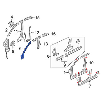 Mazda OE - Right Upper Body A-Pillar Reinforcement