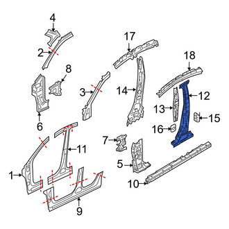 Mazda OE - Left Outer Body B-Pillar Reinforcement