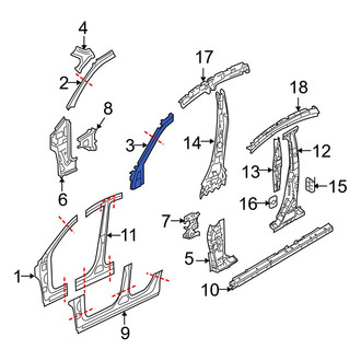 Mazda OE - Left Upper Body A-Pillar Reinforcement