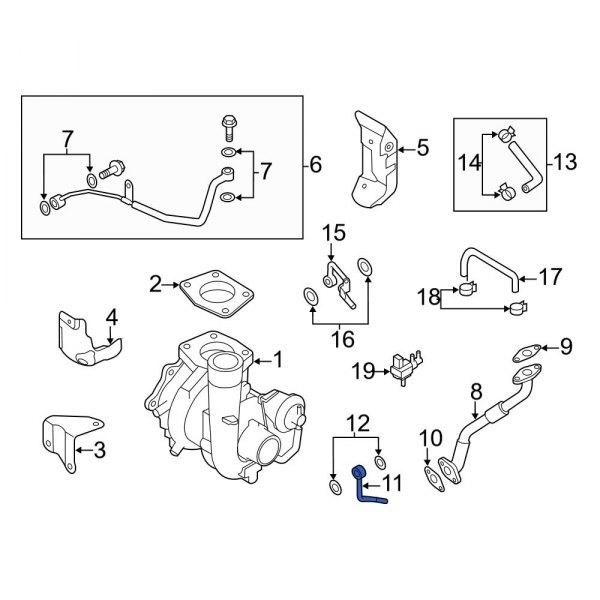 Mazda OE L3K915536 Turbocharger Coolant Line