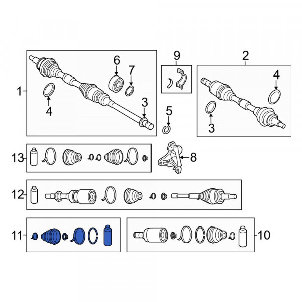 Mazda OE FTC322540 - Front Inner CV Joint Boot Kit