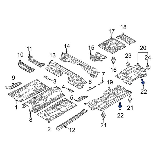 Floor Pan Splash Shield Bolt