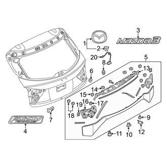 Mazda OE - Lift Gate - Exterior Trim (Mexico Built), (i Grand Touring / I Sport / I Touring / S Grand Touring / S Touring Hatchback)