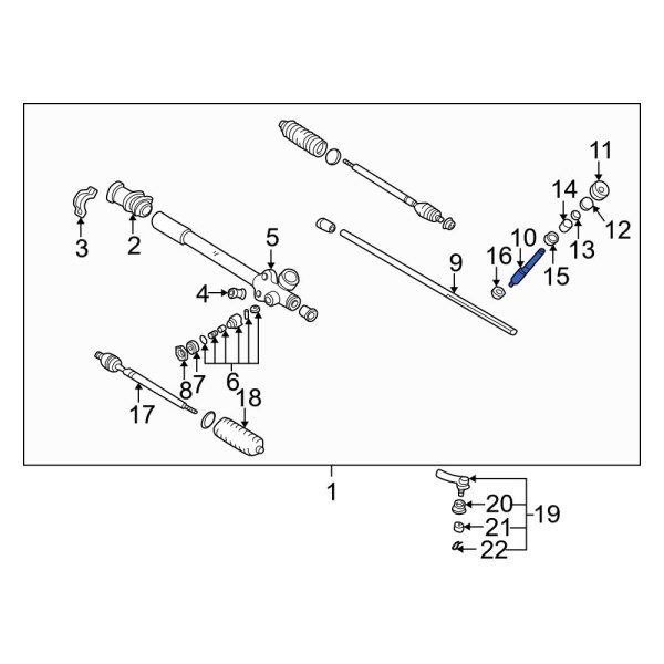 Mazda OE NA0132122 Front Rack And Pinion Steering Pinion Shaft