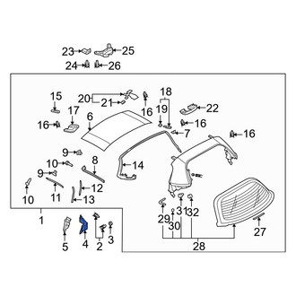 Mazda OE - Left Convertible Top Latch Mount Base