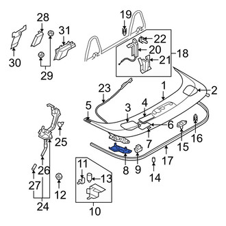 Mazda OE - Left Convertible Top Stowage Compartment Lid Bracket