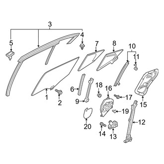 Mazda OE - Rear Door - Glass & Hardware (Mexico Built), (Base / Preferred / Premium / Select Sedan)