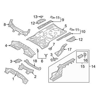 Mazda OE - Rear Body & Floor - Floor & Rails (Mexico Built), (Base / Preferred / Premium / Select Sedan)