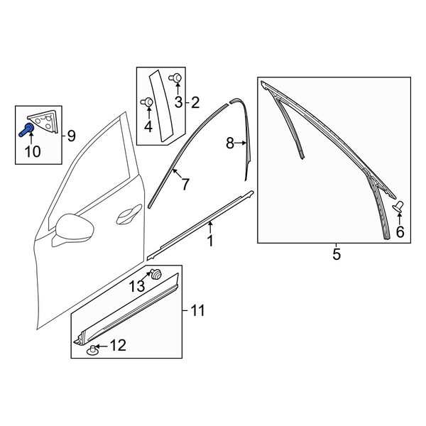 Mazda OE BJS750M38 - Lower Door Applique Clip