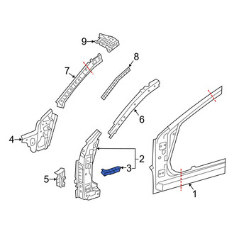 Mazda OE - Left Lower Body A-Pillar Reinforcement