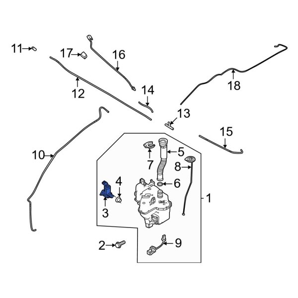 Mazda OE DGH967482 Front Windshield Washer Pump