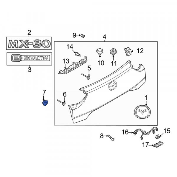 Mazda OE TK78510B6 - Liftgate Finish Panel Clip