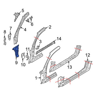 Mazda OE - Left Lower Body A-Pillar Reinforcement