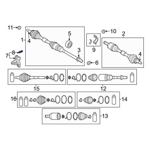 CV Axle Shaft Carrier Bearing Stud