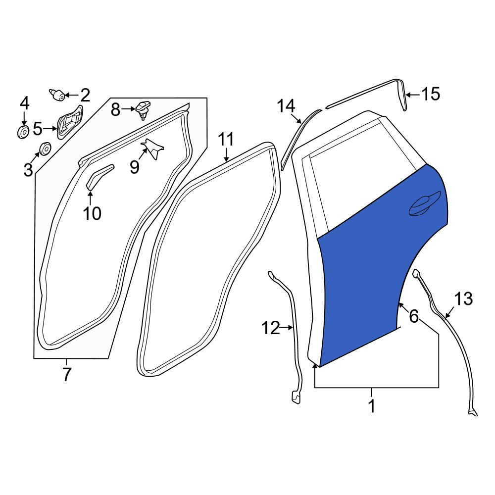 Mazda OE KB7W73031 - Rear Left Outer Door Outer Panel