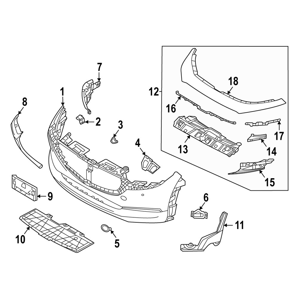 Mazda OE DGJ1507E0D51 - Front Center Bumper Cover Spacer Panel