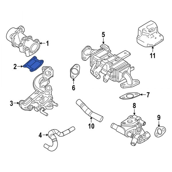 Mazda OE PY8V20305 Exhaust Gas Recirculation (EGR) Valve Spacer Plate