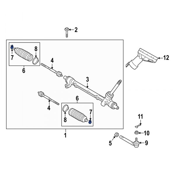 Mazda OE BDTT32127 Front Outer Rack and Pinion Bellows Clamp