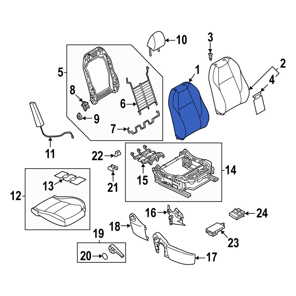 Mazda OE DGJ58818102 Front Left Seat Back Cushion Cover