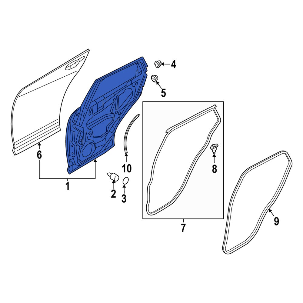 Mazda OE DLY07202X - Rear Right Door Shell