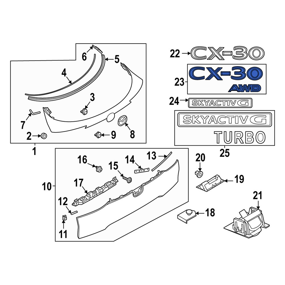 Mazda CX-30 OEM Trunks & Parts - Lids, Rear Panels | CARiD