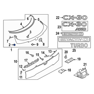 Mazda OE - Upper Liftgate Finish Panel Clip