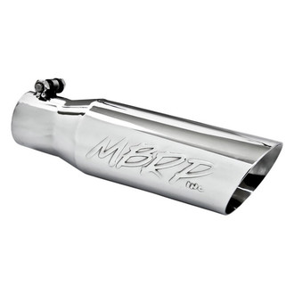 MBRP® - 304 SS Round Angle Cut Clamp-On Double-Wall Exhaust Tip (2.5" Inlet, 3.5" Outlet, 12" Length)