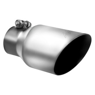 MBRP® - 304 SS Round Angle Cut Clamp-On Double-Wall Exhaust Tip (2.5" Inlet, 4" Outlet, 8" Length)