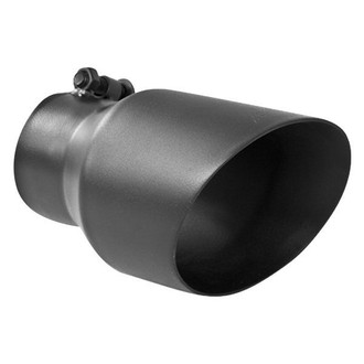 MBRP® - Stainless Steel Round Rolled Edge Angle Cut Clamp-On Black Exhaust Tip (2.5" Inlet, 4" Outlet, 12" Length)