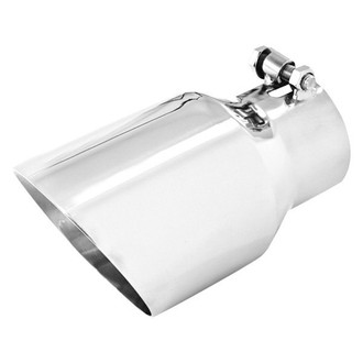MBRP® - 304 SS Round Angle Cut Clamp-On Double-Wall Exhaust Tip (3" Inlet, 4.5" Outlet, 8" Length)