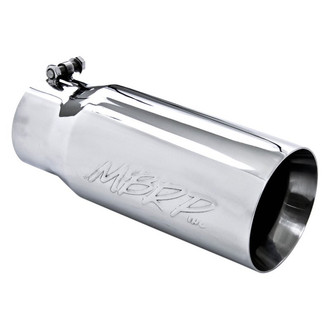 MBRP® - 304 SS Round Straight Cut Clamp-On Double-Wall Exhaust Tip (4" Inlet, 5" Outlet, 12" Length)