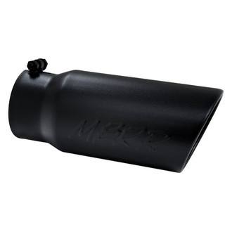 MBRP® - Stainless Steel Round Rolled Edge Angle Cut Clamp-On Black Exhaust Tip (4" Inlet, 5" Outlet, 12" Length)