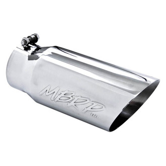 MBRP® - 304 SS Round Angle Cut Clamp-On Double-Wall Exhaust Tip (4" Inlet, 5" Outlet, 12" Length)