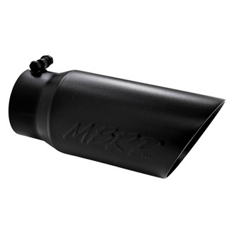 MBRP® - Stainless Steel Round Angle Cut Clamp-On Double-Wall Black Exhaust Tip (4" Inlet, 5" Outlet, 12" Length)
