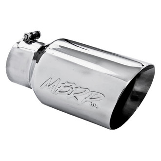 MBRP® - 304 SS Round Angle Cut Clamp-On Double-Wall Polished Exhaust Tip (4" Inlet, 6" Outlet, 12" Length)