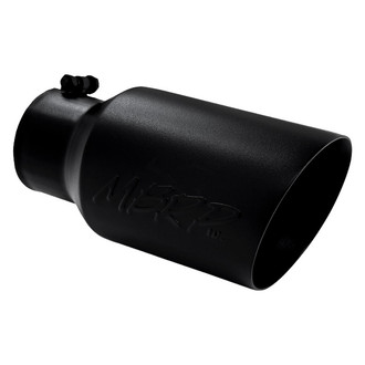 MBRP® - 304 SS Round Angle Cut Clamp-On Double-Wall Black Exhaust Tip (4" Inlet, 6" Outlet, 12" Length)