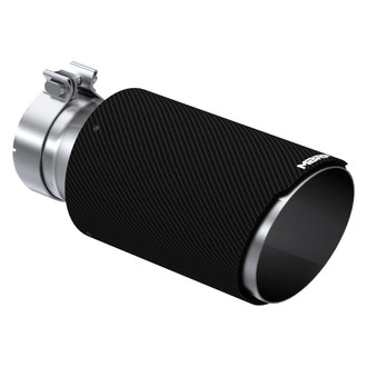 MBRP® - 304 SS Round Angle Cut Clamp-On Double-Wall Carbon Fiber Exhaust Tip (4" Inlet, 6" Outlet, 12" Length)