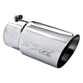 MBRP® - 304 SS Round Angle Cut Clamp-On Double-Wall Exhaust Tip (5" Inlet, 6" Outlet, 12" Length)