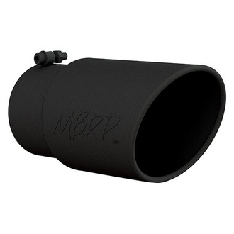 MBRP® - 304 SS Round Rolled Edge Angle Cut Bolt-On Single-Wall Black Exhaust Tip (5" Inlet, 6" Outlet, 12" Length)