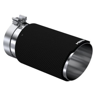 MBRP® - 304 SS Round Rolled Edge Angle Cut Clamp-On Single-Wall Carbon Fiber Exhaust Tip (5" Inlet, 6" Outlet, 12" Length)